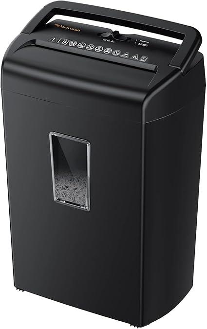 Bonsaii 10-Sheet Cross-Cut Shredder, Heavy-Duty Paper Shredder for Home Office, Top Only