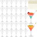 Baderke 30 Pack Plastic Martini Glasses with Gold Pearl Cocktail Picks Disposable Clear Mini Cocktail Cups Dessert Glasses for Wedding Party Wine Appetizers (Stemed 5 oz, Clear Base)