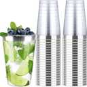 200 Pack 12oz Silver Plastic Cups with Rimmed Edges - Disposable, Recyclable, BPA Free, Food Safe, Modern Style, Perfect for Parties, Weddings, Birthdays, Festivals, 12oz Capacity Each
