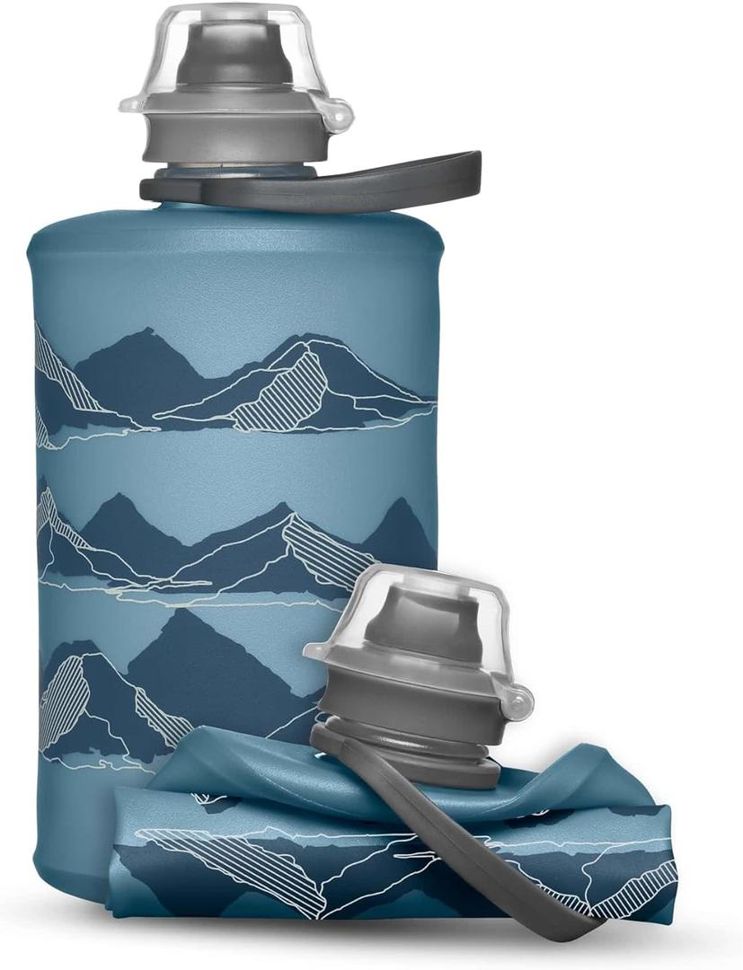 HydraPak Stow - Collapsible Backpacking Water Bottle (350ml, 500ml, 1L) - BPA Free, Ultra Light, Spill-Proof Twist Cap (MTN Tahoe Blue)