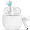 Jxrev Wireless Earbuds, Bluetooth 5.4 Headphones HI-FI Stereo, Ear buds with 4 ENC Noise Cancelling Mic, 32H Playtime Wireless Earphones Type-C Fast Charging, IP7 Waterproof, Touch control, Tiny Size, White