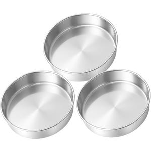Leonyo 9 Inch Round Cake Pans Set of 3, Stainless Steel Layer Cake Pans 9Inch Round Tins Set for Baking, Metal Circle Tin for Birthday Wedding Party, Dishwasher Oven Safe