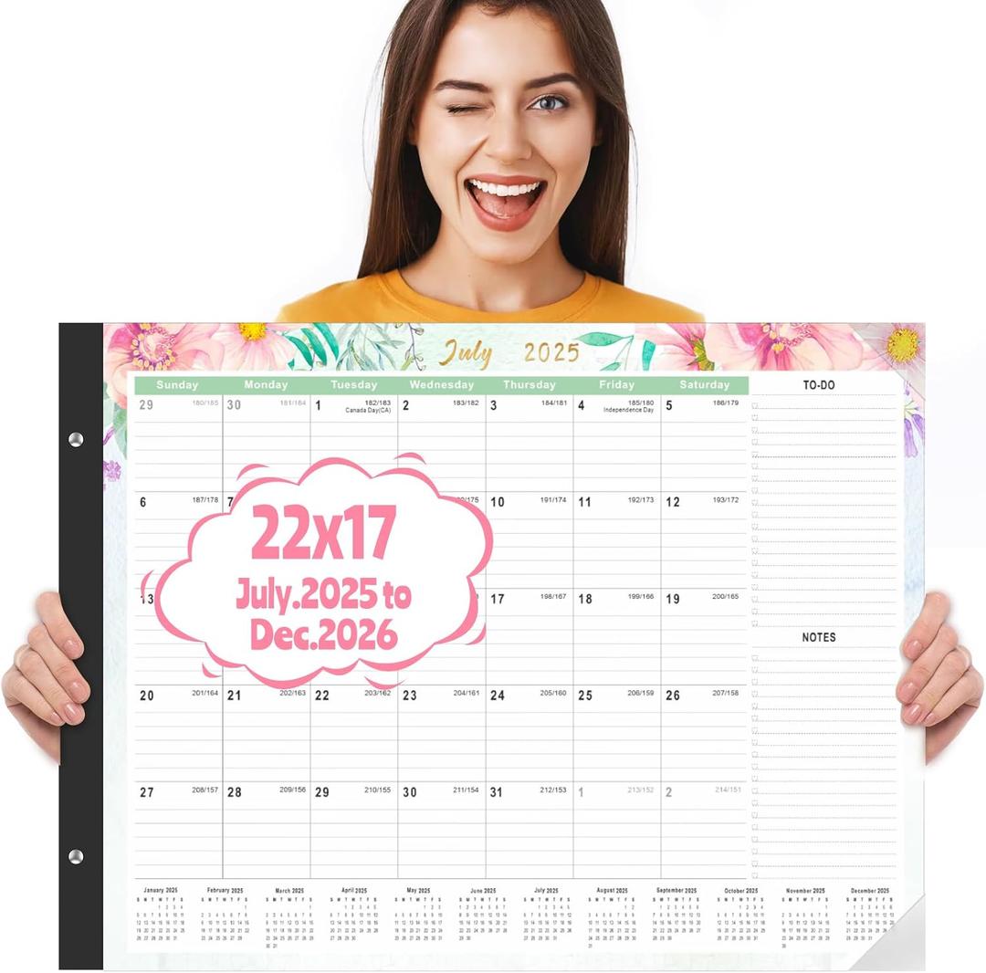 Gannyfer Desk Calendar 2025-2026 - 18 Month Large Calendar July 2025 - Dec 2026, 22" x 17" Desktop Pad Calendar, Office Supplies Perfect for Planning and Organizing In Your Home, School or Office (Pink)