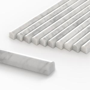 10Pack Carrara White Marble Pencil Liner Tile, 3/4" x 12" Honed Natural Stone Bullnose Tile Edge Trim Molding for Kitchen Backsplash, Bathroom and Shower Wall
