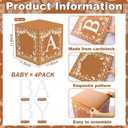 Vesici 4 Pcs Cielito Lindo Baby Shower Party Decorations Mexican Papel Picado Baby Boxes with Letters Mexican Cielito Lindo Fiesta Blocks Boxes Decor for Gender Reveal Birthday Photo Props (Brown)