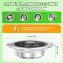 2 x 3 in 1 Sink Strainer Stopper and Pop-up Kitchen Sink Drain Strainer, Stainless Steel Filter with Bigger Basket, Anti-Clogging Kitchen Sink Drain Stopper for US Standard 3-1/2 Inch Drain