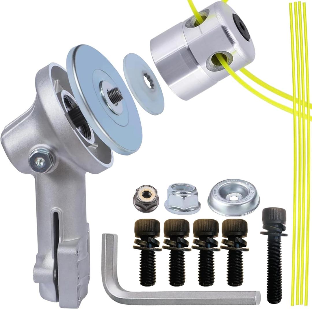 Trimmer Gear Head & 6 Line Trimmer Head Combo Kit for FS56RC FS70R FS91R FS94R FS111R FS131  Heavy Duty Gearbox Replacement 4180-640-0114 with Rider Plate, Nut, Screws & Nylon Lines