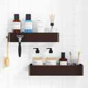Kitsure Large Shower Caddy - 2 Pack Adhesive Shower Organizer, Rustproof Metal Shelves, No-Drill Bathroom Organizers and Storage, Brown