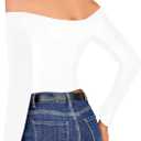 Off The Shoulder Tops for Women Sexy Long Sleeve T Shirts Slim Fitted Tee Going Out Tops Casual 2025 (White, L)