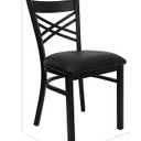 Flash Furniture 2 Pack HERCULES Series Black ''X'' Back Metal Restaurant Chair - Black Vinyl Seat