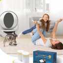 KONE Cat Litter Bags for Robot 3/4, 2 mil Thickened Drawstring Waste Drawer Liners Compatible with Most Self-cleaning Automatic Boxes - 57 Count Pet Kitten Poop Disposable Replacement Bag, 5-9 Gal