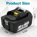 6.0Ah Battery Replacement for Makita 18V Battery Compatible with 18 Volt BL1860B BL1850B BL1840B BL1830B BL1815B Batteries