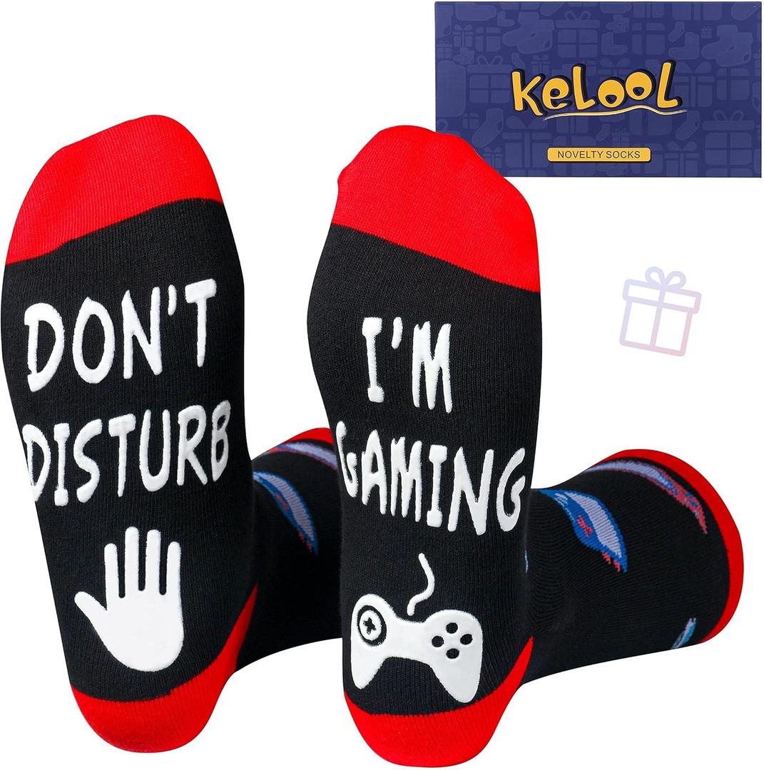 Do Not Disturb I'm Gaming Socks,Men Gifts for Men Teen Boys Dad Him Son Fathers,Valentines Christmas Stocking Stuffers (Large, Red)