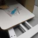 Mobile Standing Desk, Rolling Laptop Cart Adjustable Height with Cup Holder, 28 inch Portable Table with 4 Lockable Wheels, White Computer Workstation with Hook and Slots for Home Office