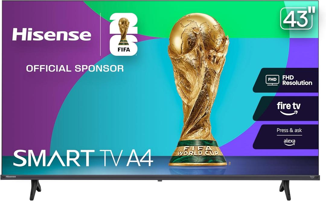 Hisense 43-Inch Class A4 Series FHD 1080p Smart Fire TV (43A4NF, 2025 Model) - DTS Virtual: X, Slim Bezel Design, Alexa Built in