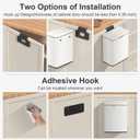 Mbillion Kitchen Compost Bin Hanging Trash Can with Lid 2.1 Gallon Stainless Steel Garbage Can for Kitchen Cabinet Door Mounted Trash Can Under Sink Door RV Bathroom,White