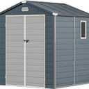 YITAHOME Outdoor Resin Storage Shed w/o Floor, 6.3x6.2FT Plastic Shed with Lockable Doors, Window & Vents, Plastic Tool Shed for Backyard, Patio, Poolside, Lawn, Dark Gray