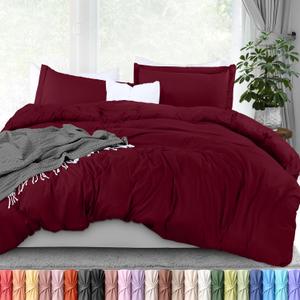 Utopia Bedding Duvet Cover Queen Size - 3 Piece with Zipper Closure - 1 Comforter Cover 90X90 Inches & 2 Pillow Shams 20X26 Inches (Burgundy) Comforter Not Included