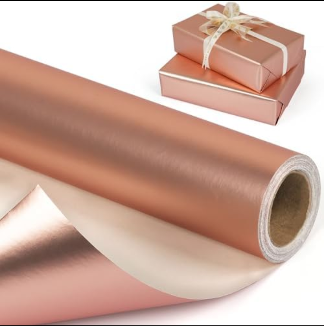 Rose Gold Metallic Wrapping Paper Roll, Solid Color Matte Gift Wrap Paper - Pearly Lustre, Light Rose Gold Gift Wrapping Paper for Birthday, Wedding, Christmas, Mother's Day, Baby Shower - 82.5FT 30inch x 33ft