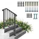 VEVOR Iron Step Handrail Outdoor Stairs 3 Steps Adjustable Black Handrail