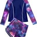 Vogseek Girls Rash Guard Swimsuits 2 Piece Bathing Suit UPF 50+ Summer Swimwear Size: 9-10 Years