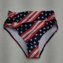 American Trends High Waisted Tankini Swimsuits for Women Flounce Top Tummy Control Bathing Suits (6-8, 28 American Flag)