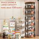 Aheaplus 6 Tier Rotating Bookshelf Tower, Revolving Bookcase, Rustic Brown, 6 Tier, 71" H