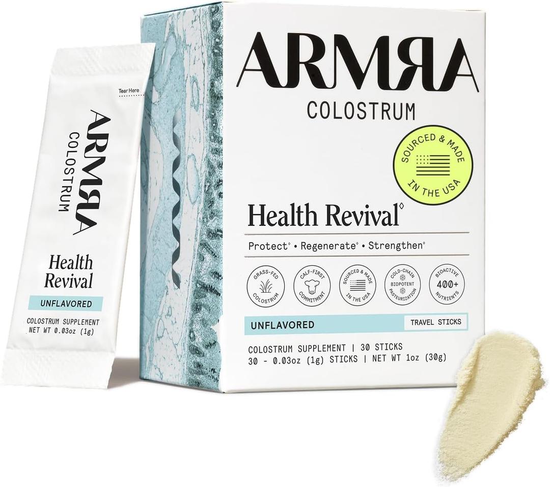 ARMRA Colostrum Powder | Unflavored | Gut Health & Bloating | Skin & Hair | Immunity | Keto, Gluten & Fat-Free | 30 Servings