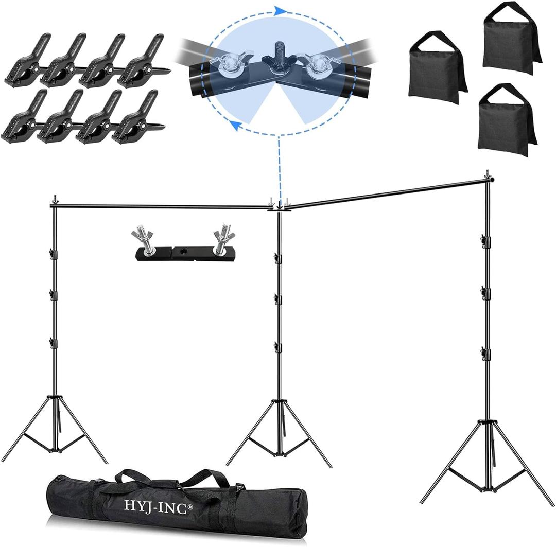 Photo Video Studio 20ft (Wide) x 10ft (Tall) Heavy Duty Adjustable Width & Length Photography Backdrop Stand Background Support System Kit with Spring Clamps, Sandbags, Carry Bag