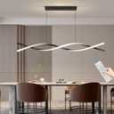 Modern LED Ceiling Pendant Light, 57IN Modern Chandelier with Remote Control 3000k-6500K Adjustable Color Temperature, Aluminum Island Lighting Lamp for Dining Room, Living Room, Island (57in, C-Black)