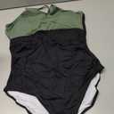 Daci Green Black Tummy Control One Piece Swimsuits - Women High Neck Mesh Bathing Suit Swimwear XL