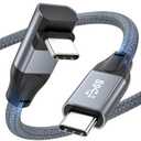 LEIRUI USB C Cable 90 Degree, 20Gbps Type C Data Transfer 4K@144Hz/60Hz 8K@30Hz Video Monitor 100W Fast Charging Right Angle USB C 3.2 Gen 2x2 Cable Compatible with iPhone 15 MacBook iPad (3.3 FT/Nylon Braided)