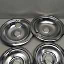 4-Piece Drip Pans Set - Compatible with GE Stoves - Chrome Finish Electric Stove Burner Drip Pans - 2 x 6inch, 2 x 8inch Stove Drip Pans - GE Stove Drip