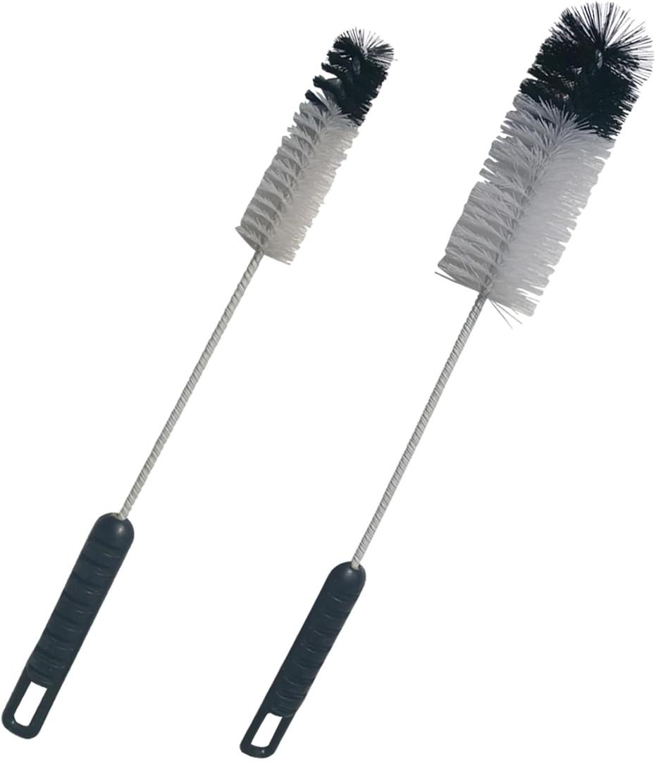 Coralpearl Bottle Brushes Thin Long Handle X 2, Utility Skinny Wire Cleaner Set Big Small, Bendable Flexible for Cleaning Narrow Neck Water, Beer, Wine, Baby Bottles, Pipes, Tubes, Hoses, and Flasks