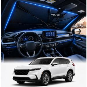 [2026 Upgraded] DooGooCoo Windshield Sun Shade Umbrella for Honda CRV 2023-2025 2026 [100% Sunlight Blocked, Cooling Ice Crystal] Sunshade for Car Windshield for CRV Sun Shade, Custom Fit for CR-V.