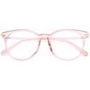 Gaoye Blue Light Blocking Glasses, Retro Round Eyewear Frame Anti Eyestrain Computer Glasses for Women Men - GY1688 (Pink Frame/Transparent Lens) With Case