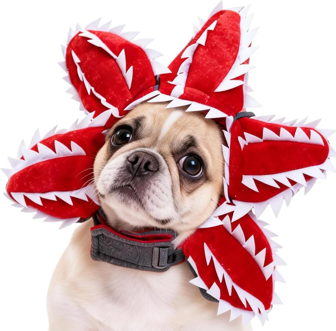 Demogorgon Dog Costume for Dogs Cats – Adjustable Pet Headpiece, Funny Cosplay Photo Prop Fits Small, Medium & Select Large Breeds (Large)