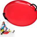 26 inch Heavy Duty Cold Resistant Downhill Kids Snow Sled, Metal Sled, Circle Sled, Outdoor Winter Saucer Sled with Handles, Fast, Stable, Stackable, Easy to Carry
