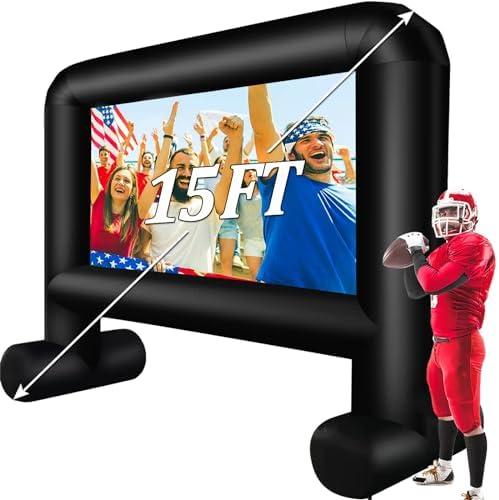 Inflatable Projector Screen Outdoor, 15FT Blow up Movie Screen Support Front & Rear Projection for Backyard Outdoor Movie Night Barbecue Pool Party with Blower and Carry Bag : Electronics