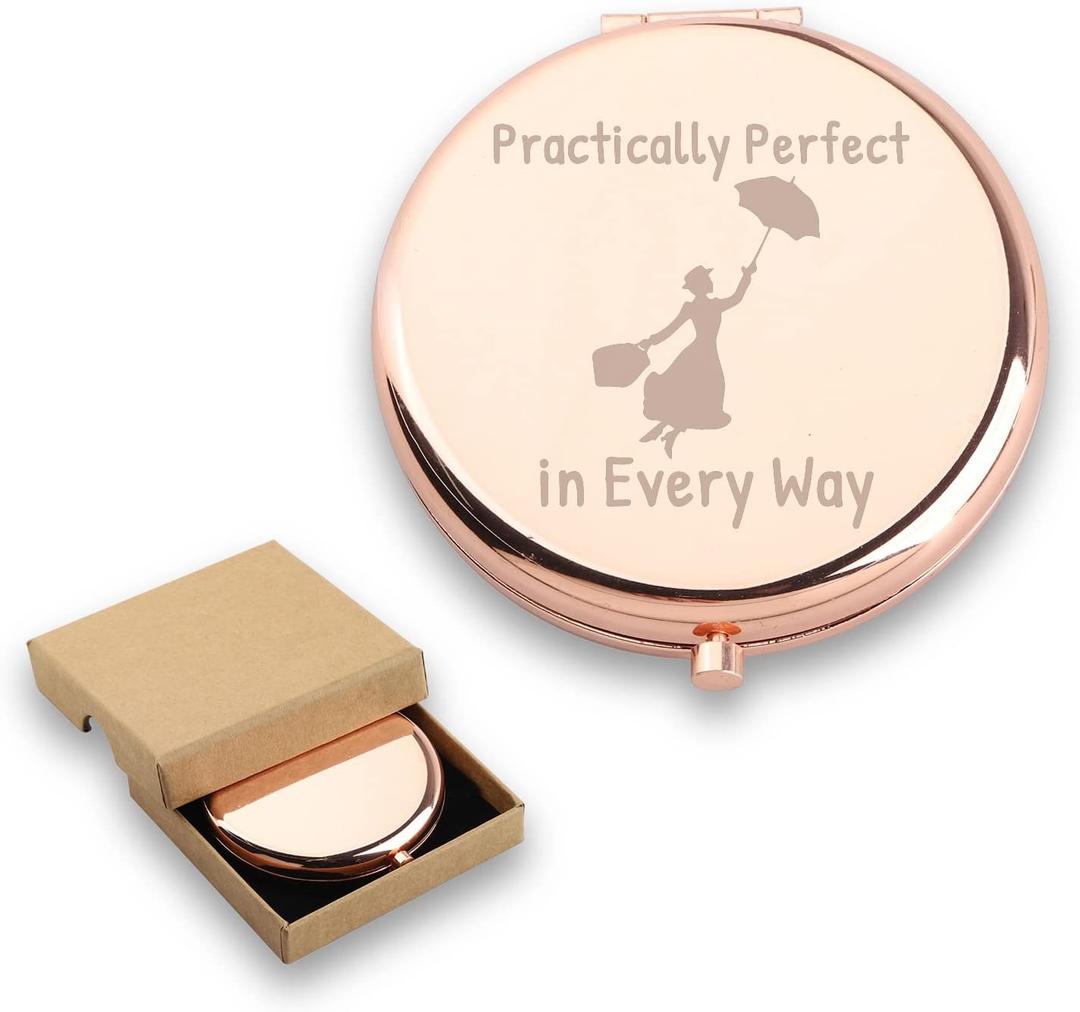 WUSUANED Movie Quote Makeup Mirror Practically Perfect in Every Way Mirror Fantasy Inspired Gifts for Movie Fans (Silver)