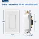 Amico 30 Pack Single Pole Light Switch with Wall Plate, UL Listed, 15A 120/277V, On/Off Rocker Paddle Interrupter Wall Switch, Grounding Screw, Residential Grade, Suitable for Home and Business, White