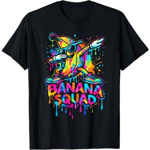 Banana Squad Drip Funny Dabbing Banana for Kids Boys Men T-Shirt (Black)