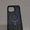 TORRAS Magnetic Ostand for iPhone 15 Pro Max Case, [Military Grade Drop Tested] [Compatible with MagSafe][Buildin Kickstand] Translucent Slim Soft Edge AntiFingerprint 6.7" 2023, Blue Titanium