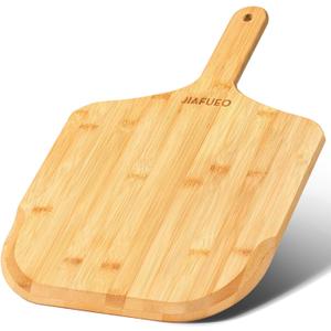 JIAFUEO Pizza Peel 12 inch, Bamboo Pizza Paddle Spatula - Wooden Serving Board, Oven Accessory for Baking Homemade, Wood Cutting Board for Cheese Bread Fruit Vegetables (Medium (17.5" L  12" W  0.47" Th))