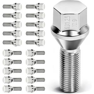 ECCPP M12x1.25 Lug Nuts 20 Pieces 12x1.25 Wheel Lug Bolts Shank Length 28mm Hex 17mm Wheel Bolts Set Fit for 2015-2022 for Renegade 2018-2022 for Compass 2014-2022 for Cherokee