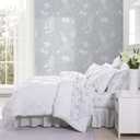 Laura Ashley - Twin XL Comforter Set, Reversible Bedding Set with Matching Sham, Dorm Essentials (Norah Solid White)