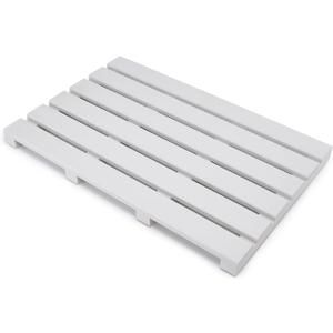 Non-Slip Bath Bamboo Shower Mat - Bathroom Floor Rug for Spa Sauna Pool Indoor Outdoor Bath Bathtub Entryway - Easy Maintenance & Portable (Light Gray)