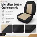 FZJDSD 4PCS Black and Tan 2-Tone Front Driver & Passenger Bottom & Top Back Non-Perforated Microfiber Leather Replacement Seat Covers Compatible with Ford Expedition Eddie Bauer Limited XLT 2007-2014