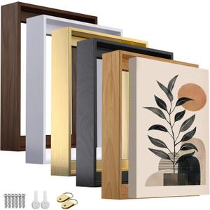 Canvas Floater Frame for 1"–1.25" Gallery Wrapped Canvas, Floating Picture Frame Kit for Wall Art, Oil Paintings, Posters, Photography Prints, Shadow Gap Display Frame, DIY Assembly with Hanging Hardw, 24L" x 36W"