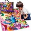 QUOKKA Giant Floor Puzzles for Kids Ages 4-6 - 2x3 Feet Extra-Thick 48 Pieces Toddler Puzzle Ages 3-5  Dinos Educational Activity for Boys Girls  Premium Box with Sturdy Handle & Magnetic Closure